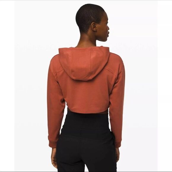 Lululemon All Yours cropped crop sweatshirt hoodie hooded clay rust 6 small 4 - Picture 2 of 6